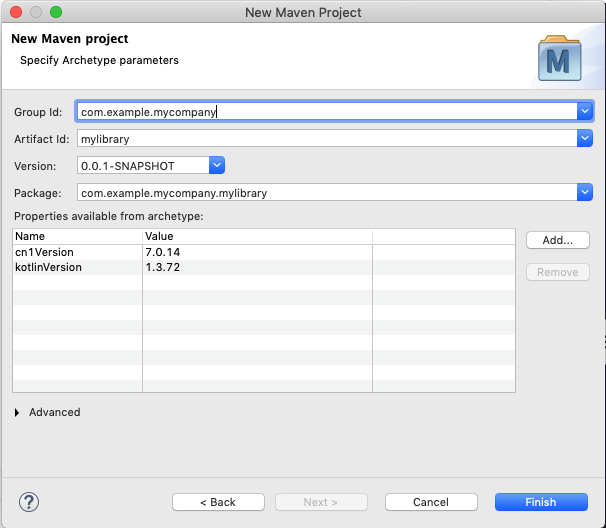 eclipse new maven project details